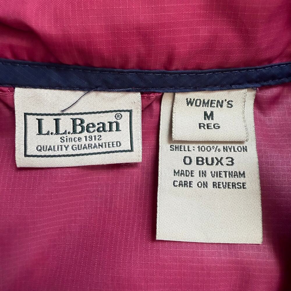 LL Bean Womens Pink Lightweight Full-Zip Jacket Windbreaker Size Medium - Picture 6 of 8